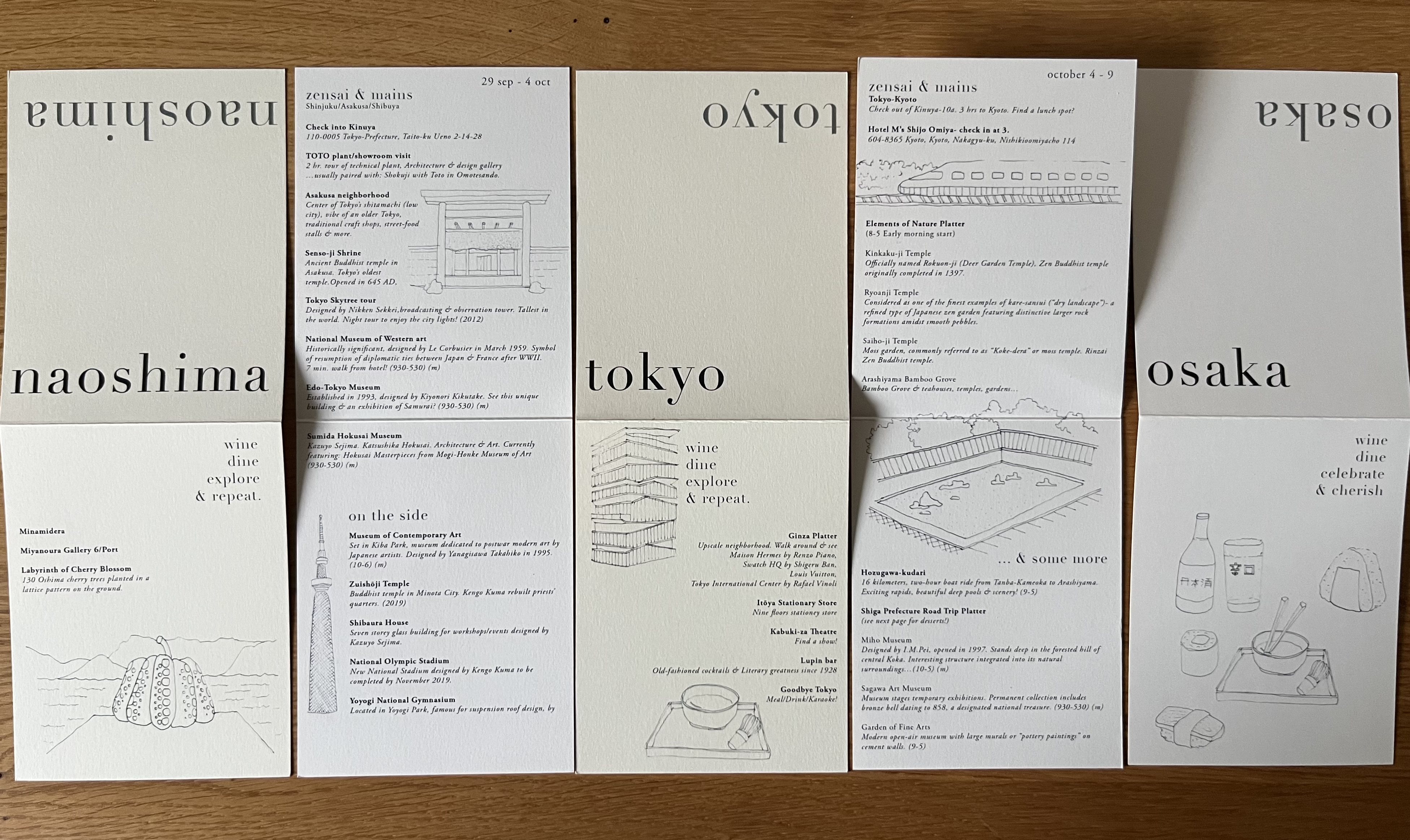 Japan Menu Cards